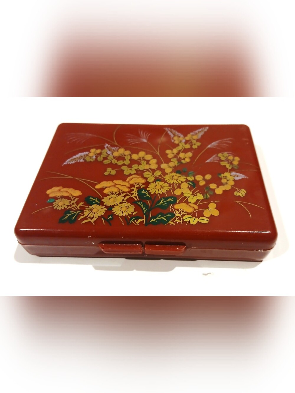 Vintage Floral Red Compact Plastic Tissue Box - Women's Accessory